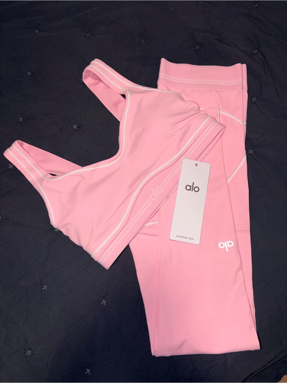 ALO Yoga Kids Pink Active Leggings & Bra Set
